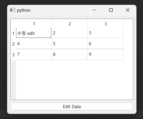 파이썬 pyqt6 qtableview edit
