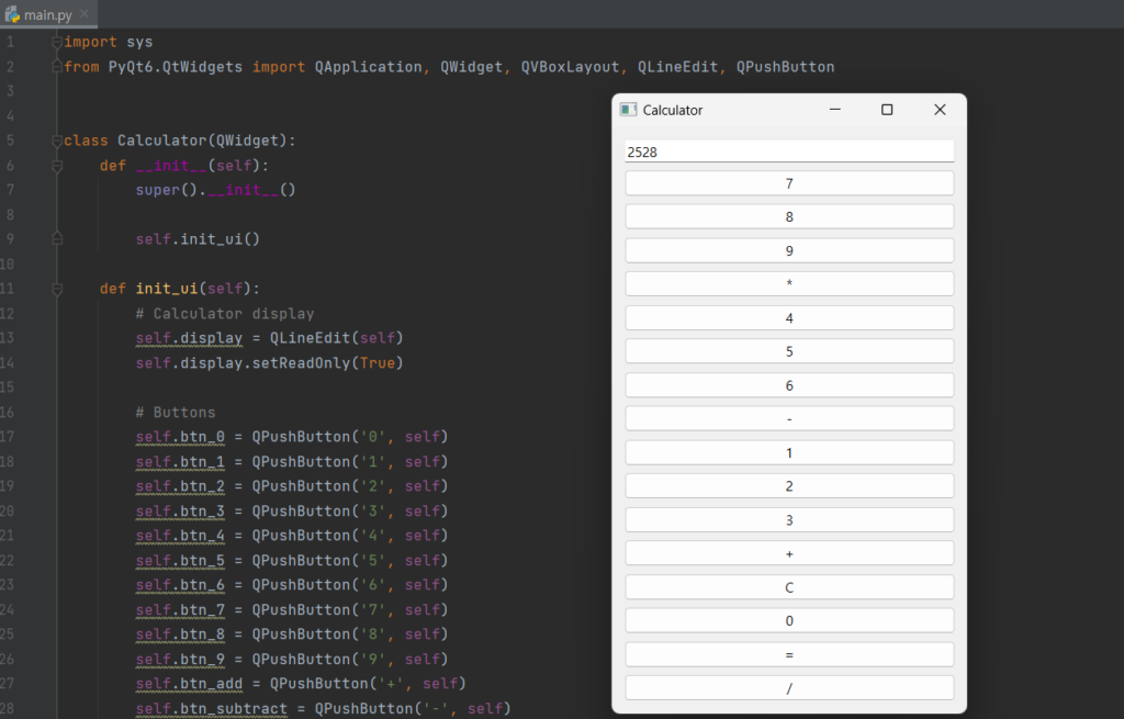 pyqt6 계산기 만들기