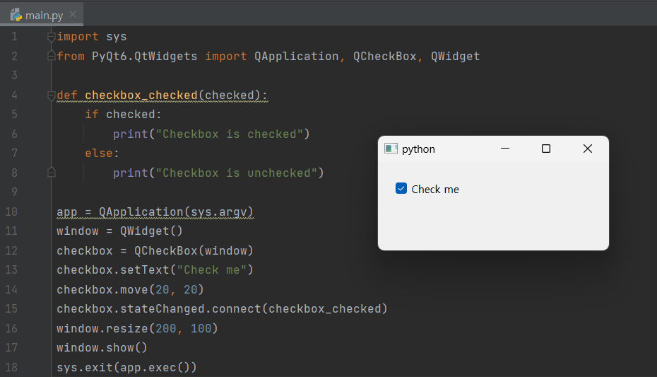 PyQt6 위젯 QCheckBox